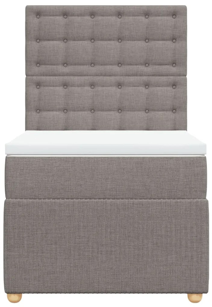 vidaXL Κρεβάτι Boxspring με Στρώμα Taupe 90x200 εκ. Υφασμάτινο