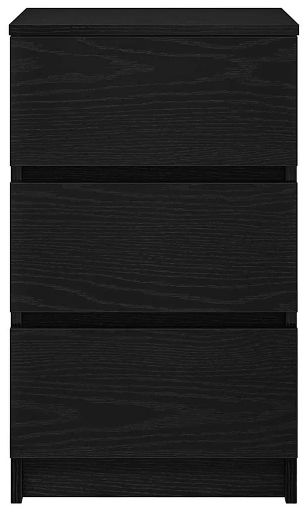 Κομοδίνα με 3 συρτάρια 2 τεμάχια Μαύρο 39x35x65 εκ. - Μαύρο
