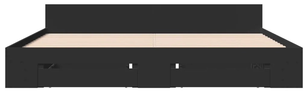 vidaXL Πλαίσιο Κρεβατιού με Συρτάρια Μαύρο 200x200 εκ Επεξεργ. Ξύλο