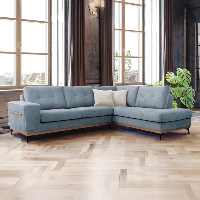 Γωνιακός Καναπές Sebastian Fylliana Δεξιά Γωνία Σιέλ 280x220x95 εκ. 280x220x95 εκ.