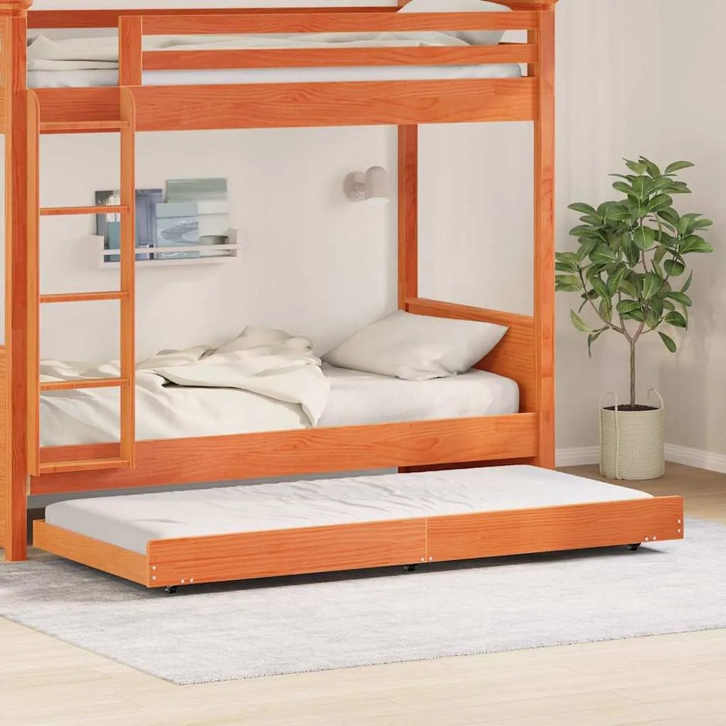 vidaXL Σκελετός Κρεβατιού Καφέ 100 x 200 cm Μασίφ ξύλο πεύκου