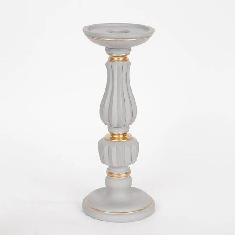 Κηροπήγιο 752-2604310x10x25cm Grey-Gold Estheti Home Polyresin