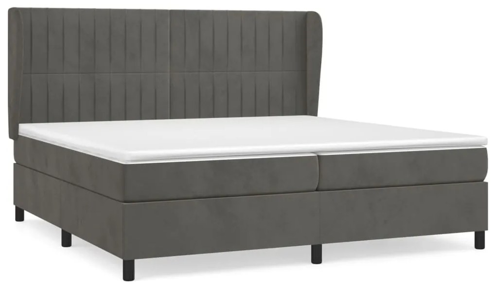 vidaXL Κρεβάτι Boxspring με Στρώμα Σκούρο Γκρι 200x200 εκ. Βελούδινο