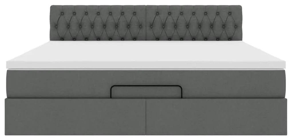 vidaXL Οθωμανικό κρεβάτι με στρώμα σκούρο γκρι 160x200cm ύφασμα