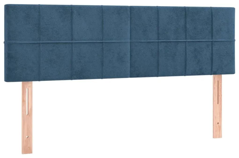 Κρεβάτι Boxspring με Στρώμα Σκούρο Μπλε 140x200 εκ. Βελούδινο - Μπλε