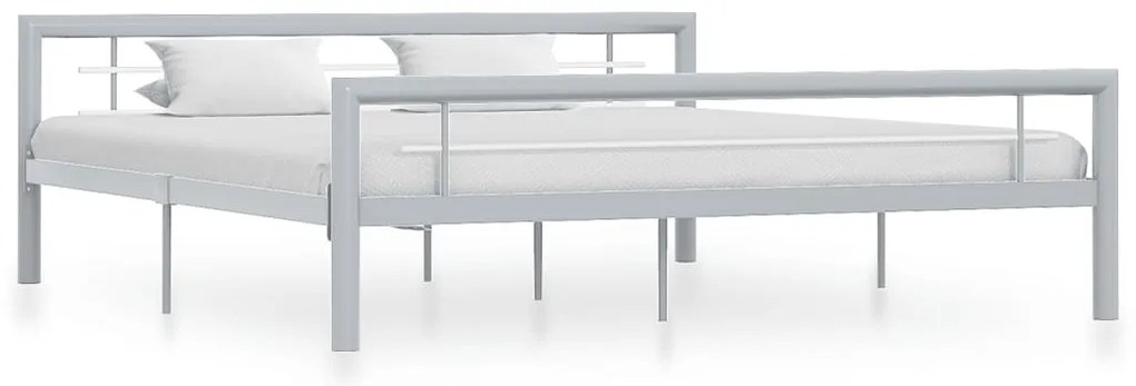 vidaXL Πλαίσιο Κρεβατιού Γκρι / Λευκό 180 x 200 εκ. Μεταλλικό