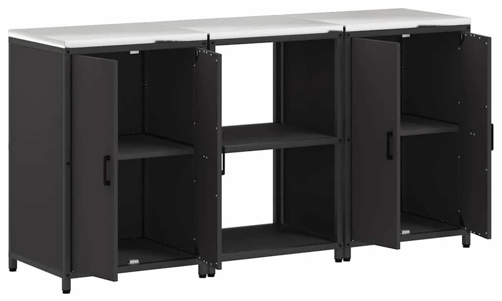 vidaXL Σετ Αποθήκευσης Κουζίνας 3 pcs Μαύρο Ψυχρής έλασης χάλυβας