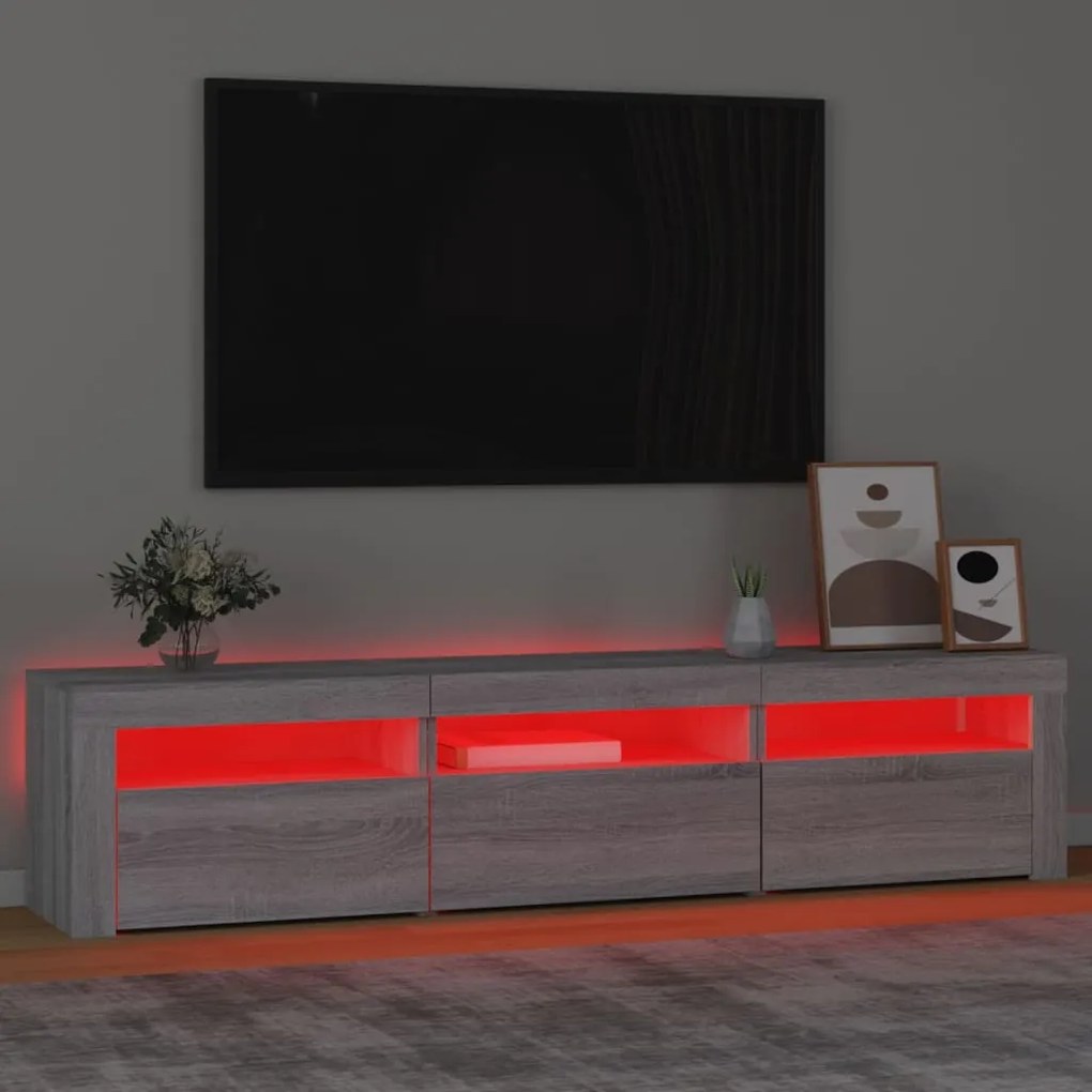 vidaXL Έπιπλο Τηλεόρασης με LED Γκρι Sonoma 180x35x40 εκ.