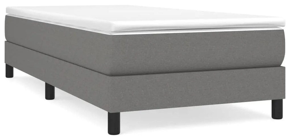 Κρεβάτι Boxspring με Στρώμα Σκούρο Γκρι 100x200 εκ. Υφασμάτινο - Γκρι