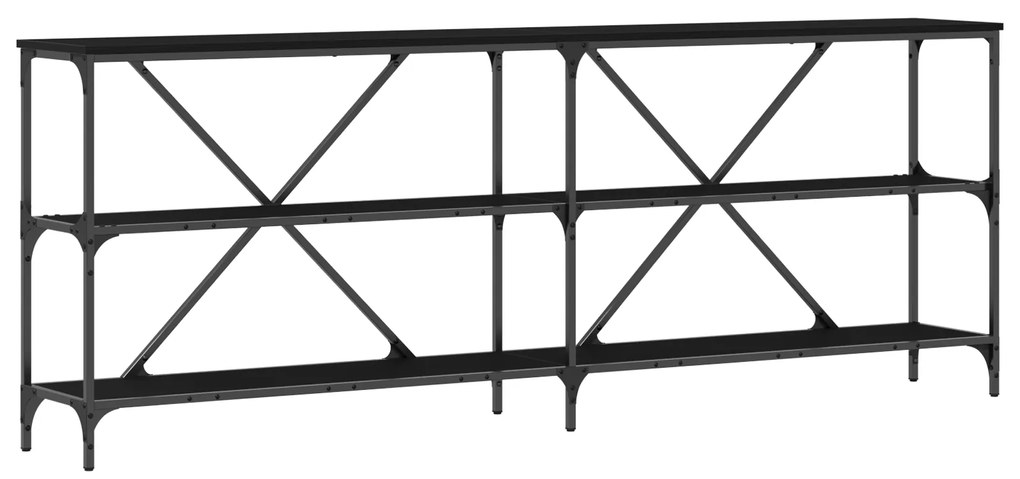 vidaXL Κονσόλα Μαύρη Δρυς 200x30x75 εκ. Κατασκευασμένο ξύλο και ατσάλι