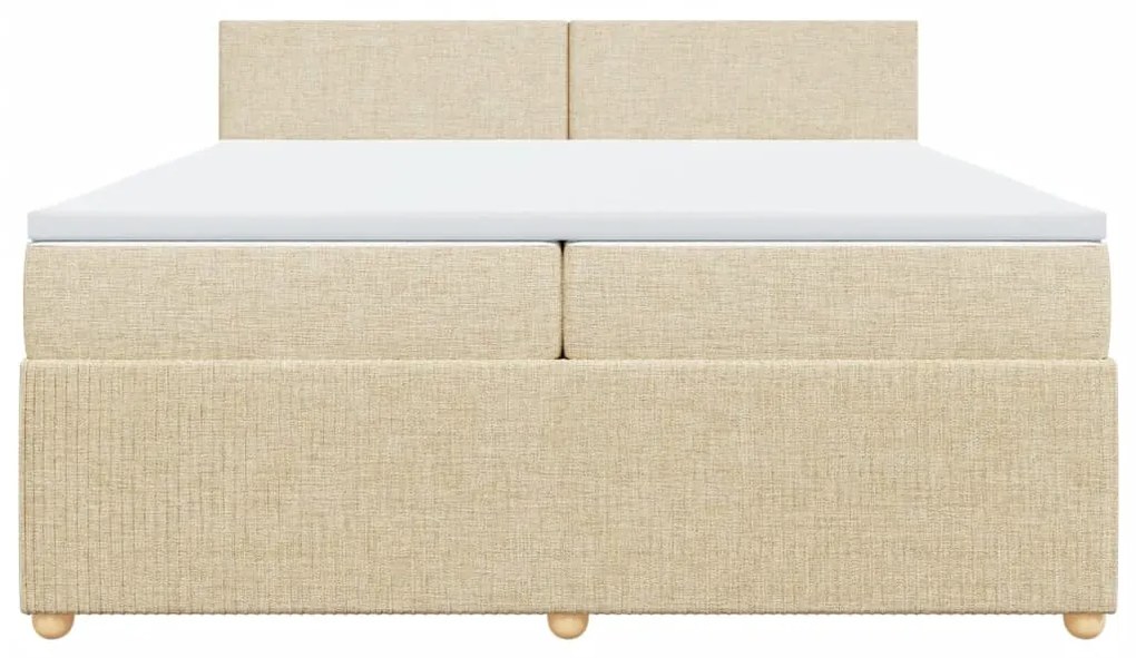 vidaXL Κρεβάτι Boxspring με Στρώμα Κρεμ 200x200 εκ. Υφασμάτινο