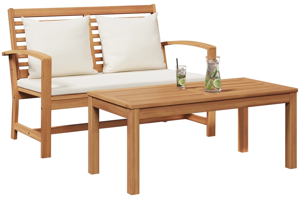vidaXL Σετ Καναπέ Κήπου 2 pcs Καστανό Μασίφ ξύλο teak