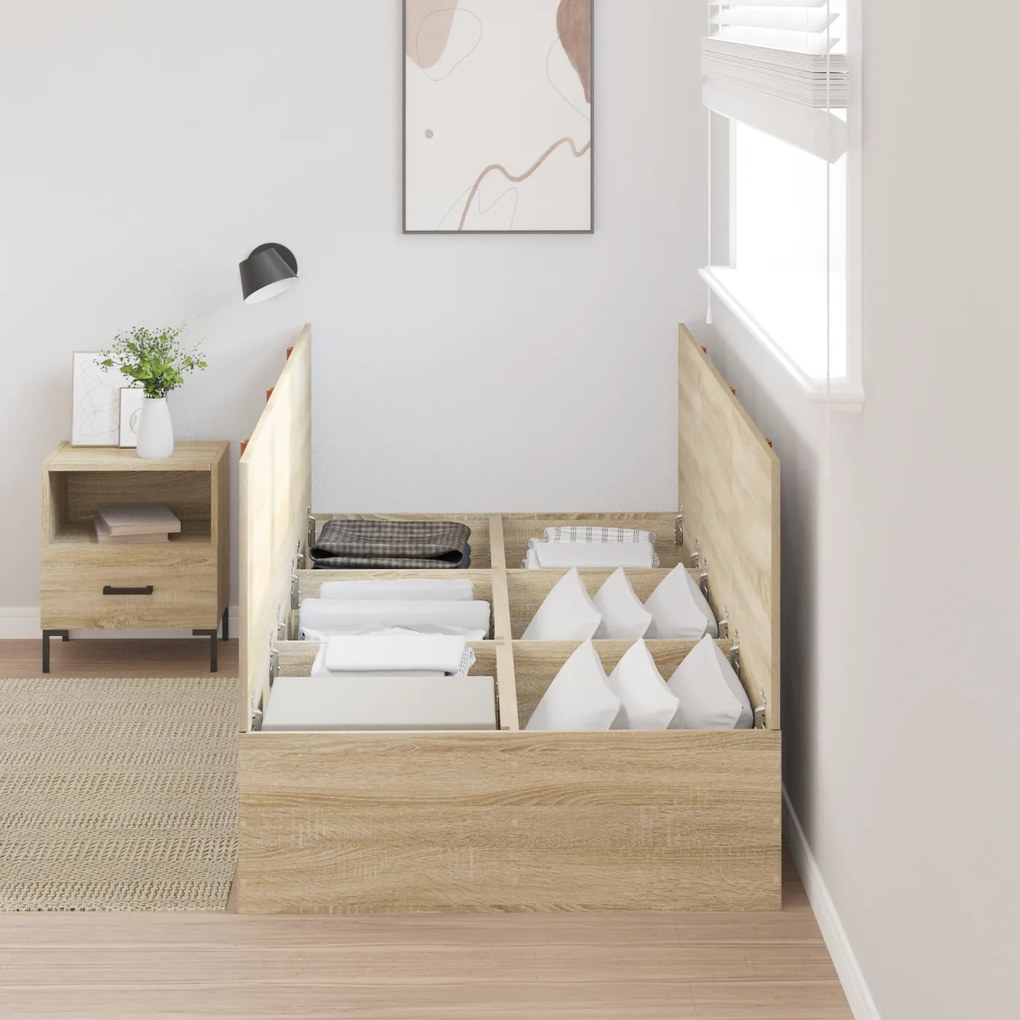 vidaXL Κρεβάτι Αποθήκης Sonoma Oak 90x200 εκ
