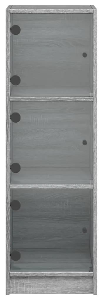 vidaXL Ντουλάπι Γκρι Sonoma 35 x 37 x 109 εκ. με Γυάλινες Πόρτες