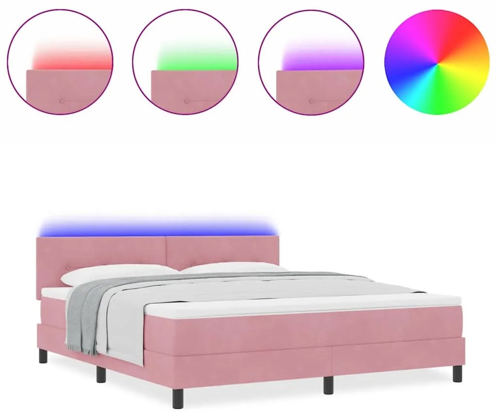 vidaXL Κρεβάτι με ελατήρια με στρώμα Ροζ 180 x 200 cm Βελούδο