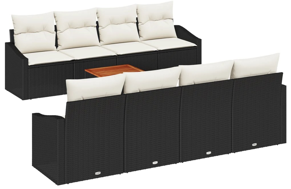 vidaXL Σετ Καναπέ Κήπου 7 pcs Μαύρος, λευκός 55 x 55 x 37 εκ