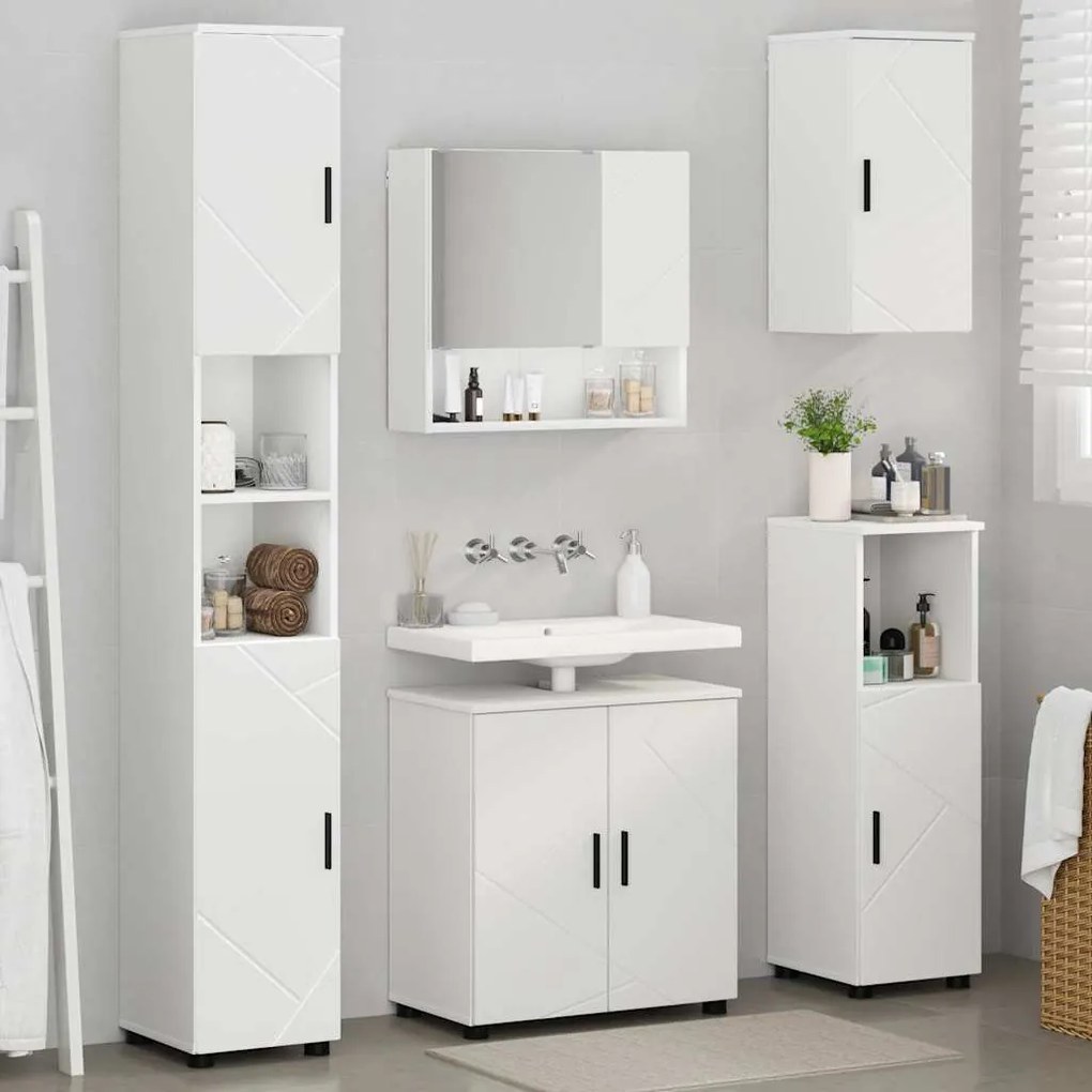 vidaXL Σετ Επίπλων Μπάνιου Επιτοίχιο 5 pcs Λευκό 61 x 35 x 64 εκ.