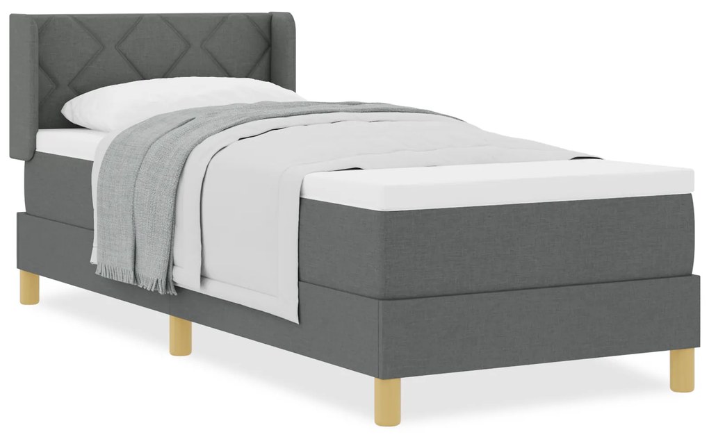 vidaXL Κρεβάτι Box Spring  με Στρώμα - Γκρι Σκούρο, 80x200 εκ., Υφάσματα