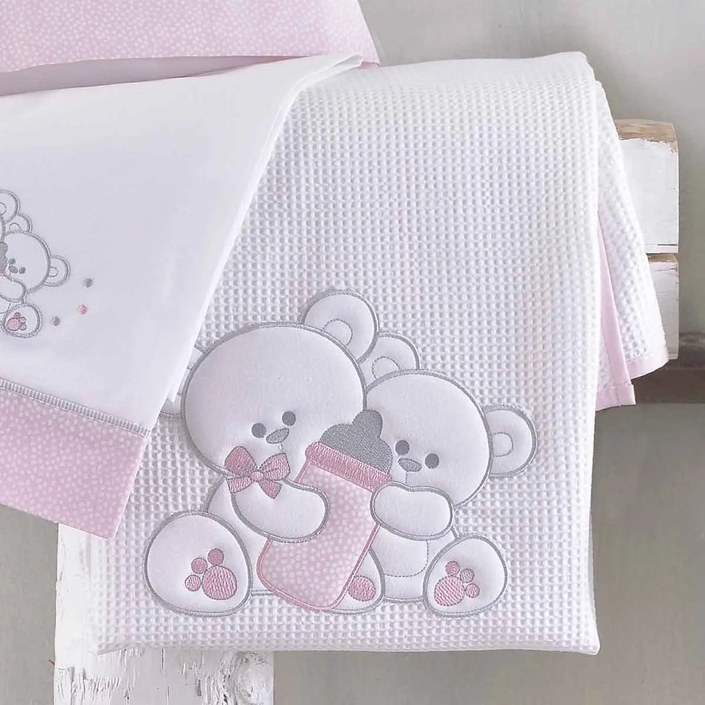 Κουβέρτα Πικέ Κούνιας (120x150) Rythmos Cuddles Pink 585