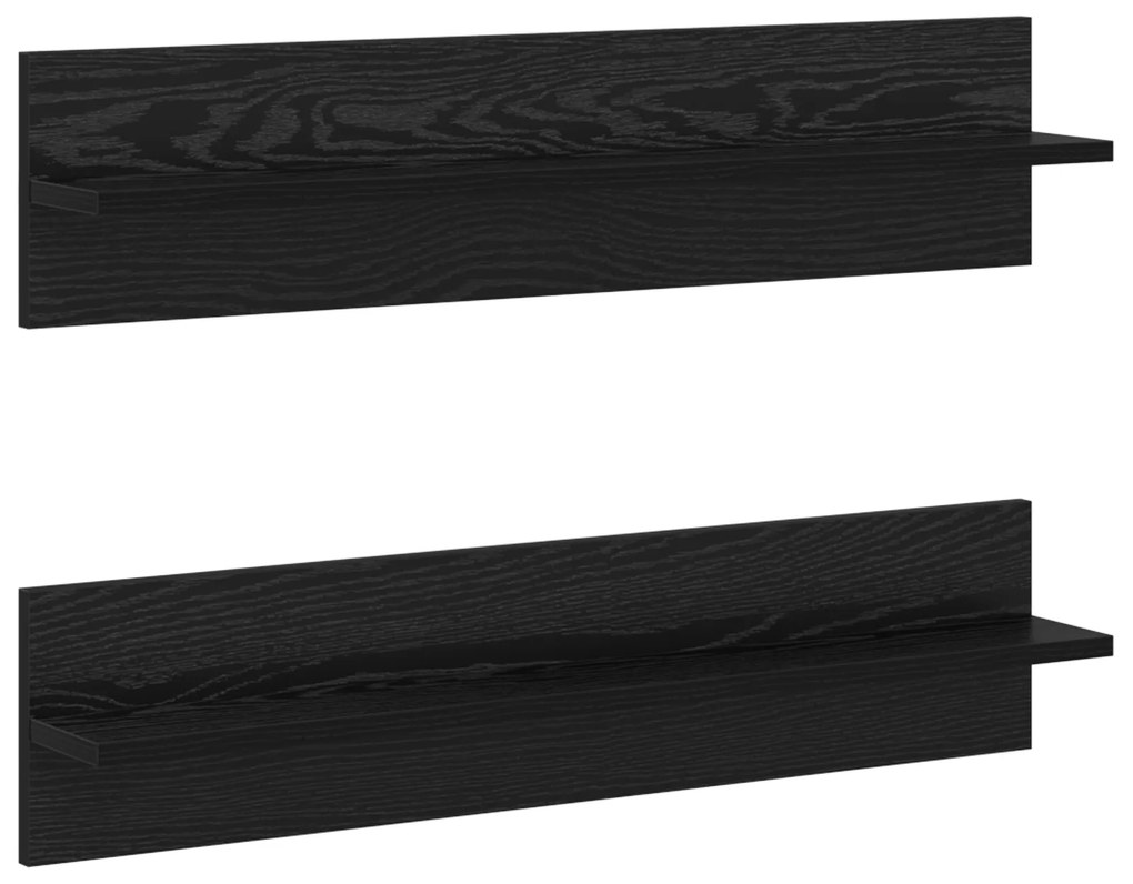 vidaXL Ράφια Τοίχου με ράφι 2 pcs Μαύρη Δρυς 80 x 11.5 x 18 εκ