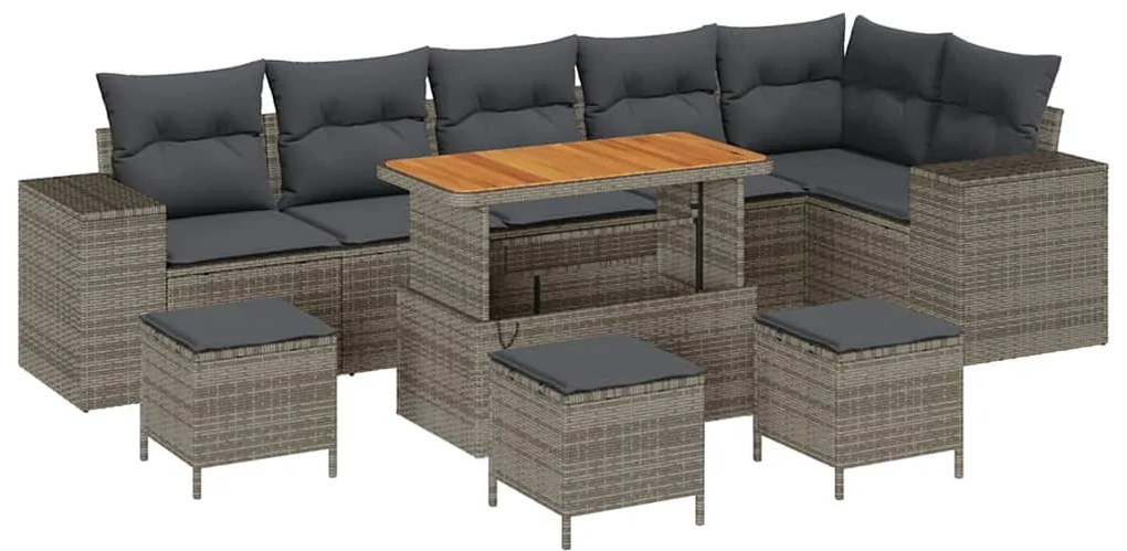 vidaXL Σετ Καναπέ Κήπου με μαξιλάρι 10 pcs Γκρι 110 x 55 x 71 εκ