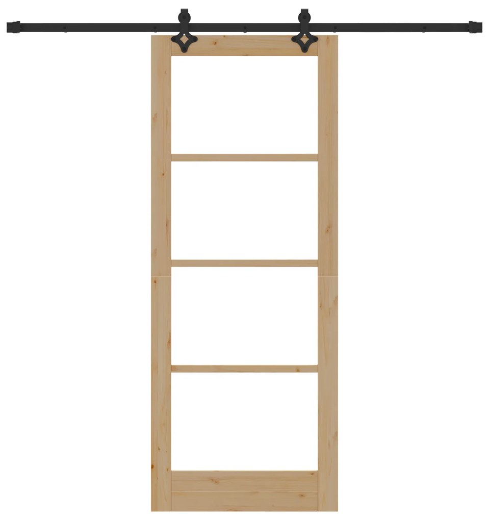 vidaXL Συρόμενη Πόρτα με Σετ Υλικών 83x211 cm Συμπαγές Ξύλο Πεύκου