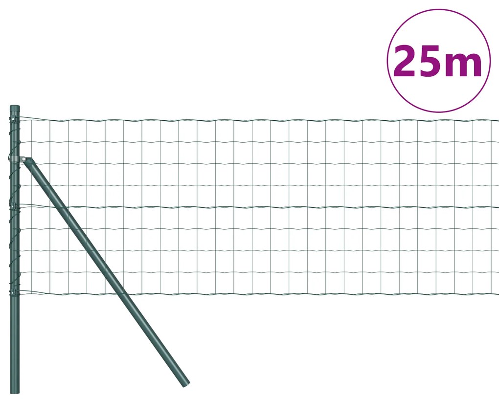vidaXL Euro Fence με 13 Πόλους 0.8x25 μ Γαλβανισμένο Χάλυβα Πράσινο