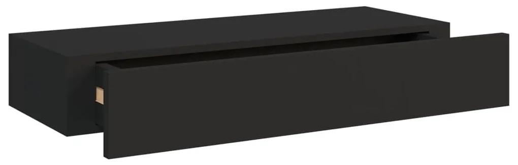 Ράφι Επιτοίχιο με Συρτάρι Μαύρο 60 x 23,5 x 10 εκ. από MDF - Μαύρο