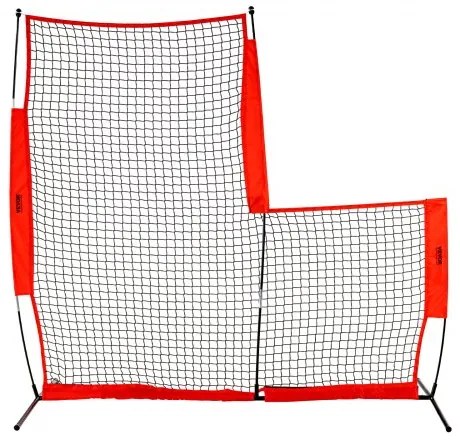 VEVOR L Screen Baseball for Batting Cage, 7x7 ft Baseball & Softball Safety Screen, Body Protector Portable Batting Screen with Carry Bag & Ground Stakes, Baseball Pitching Net for Pitchers Protection