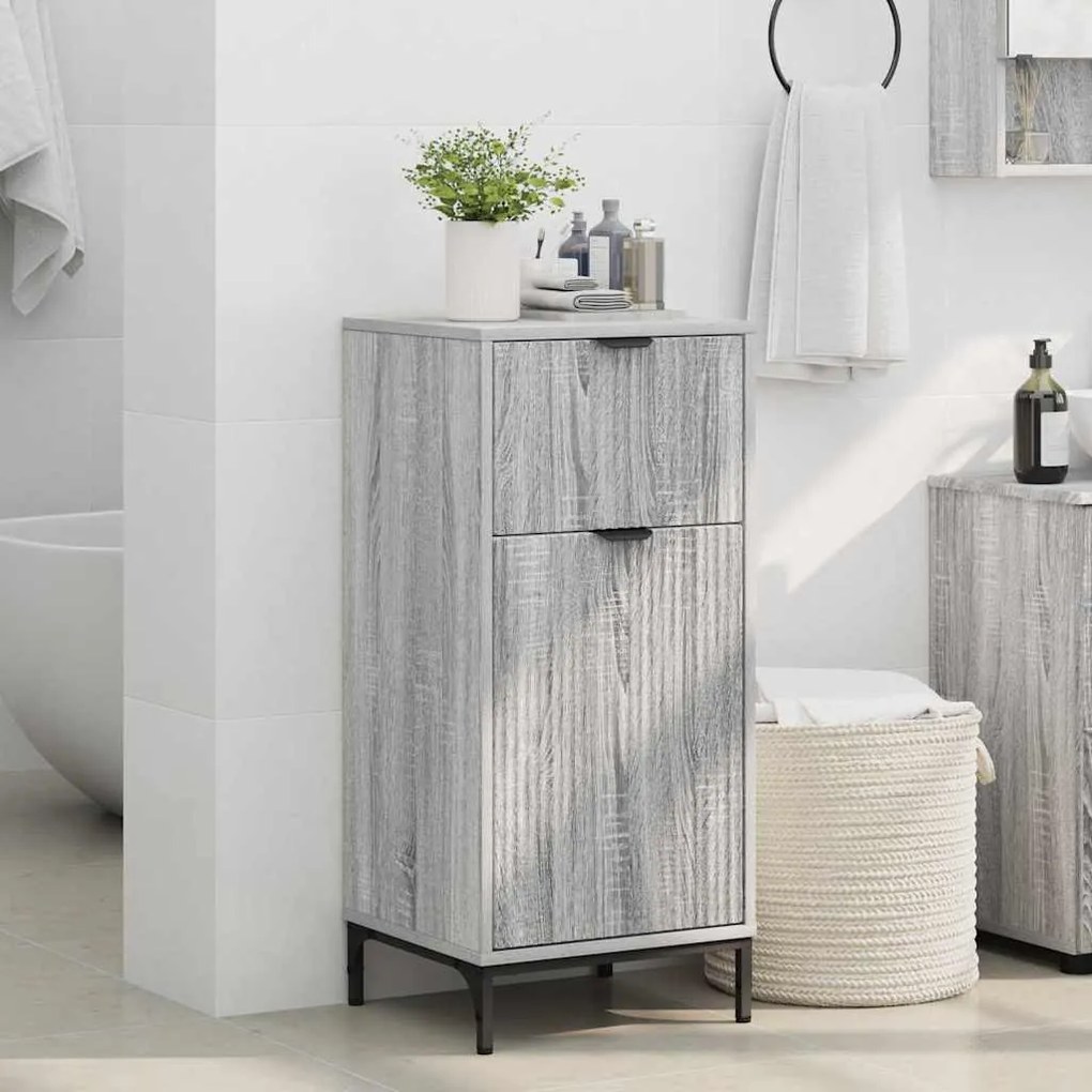 vidaXL Ντουλάπι Μπάνιου με συρτάρι Γκρι sonoma 39.5 x 36 x 88 εκ
