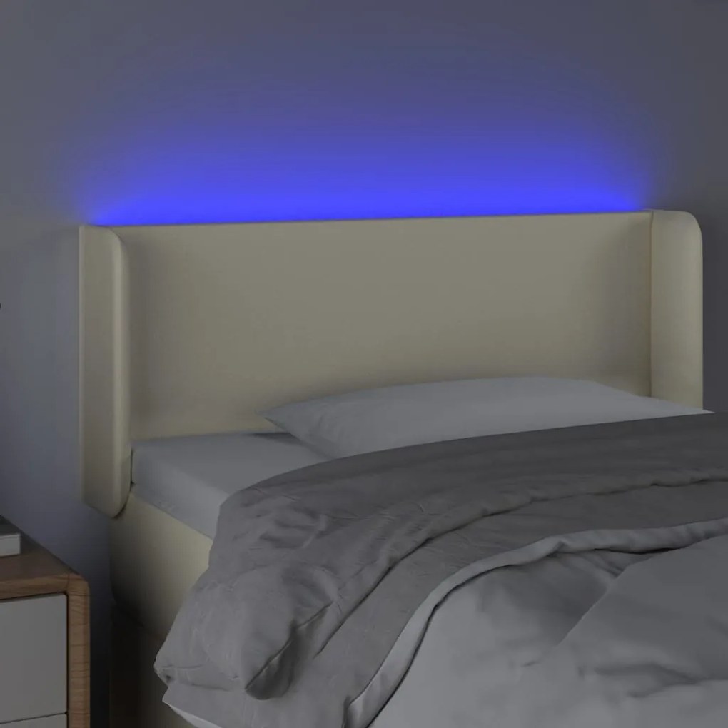vidaXL Κεφαλάρι Κρεβατιού LED Κρεμ 83x16x78/88 εκ. Συνθετ. Δέρμα