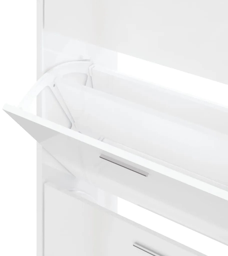 vidaXL Παπουτσοθήκη Γυαλιστερό Λευκό 63x24x103 εκ. Επεξεργασμένο Ξύλο