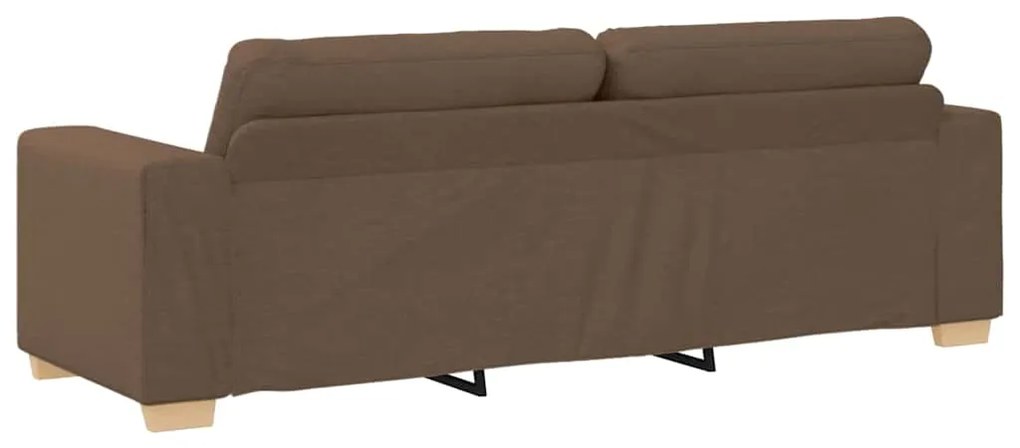 vidaXL Καναπές 3 pcs Καφέ Ύφασμα μείγματος λινών