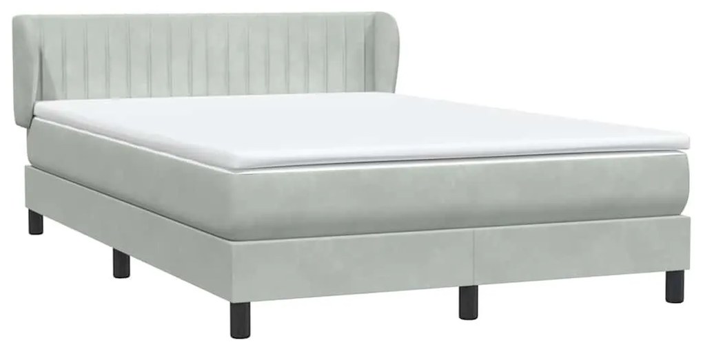 Κρεβάτι Boxspring με Στρώμα Ανοιχτό Γκρι 160x210 εκ. Βελούδινο - Γκρι