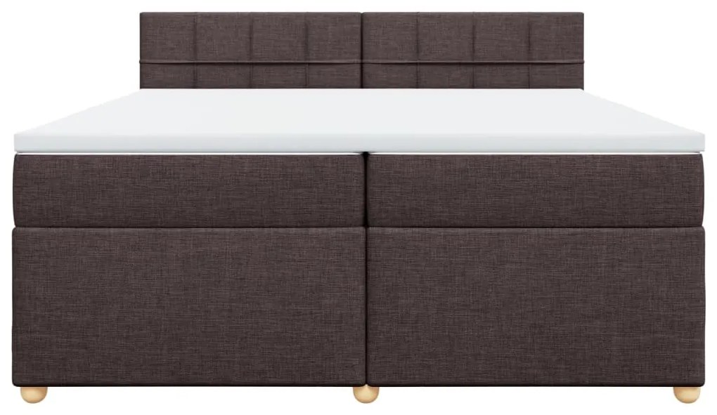 vidaXL Κρεβάτι Boxspring με Στρώμα Σκούρο Καφέ 200x200 εκ. Υφασμάτινο