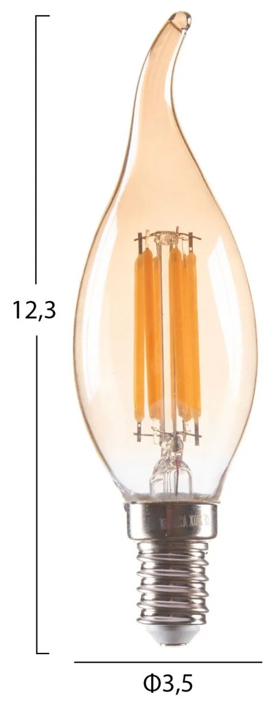 Λαμπτήρας Στυλ Φλόγα Led Filament 6W E14 3000K Gold Dimmable