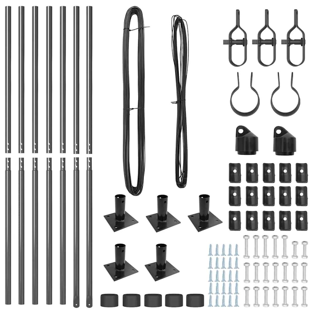 vidaXL Πό posts φράχτη 7 pcs Γκρι Ø32mm 150 εκ Γαλβανισμένος χάλυβας