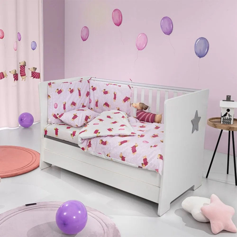 Σεντόνια Βρεφικά Pet (Σετ 3τμχ) Fuchsia Saint Clair Κούνιας 115x170cm 100% Cotton