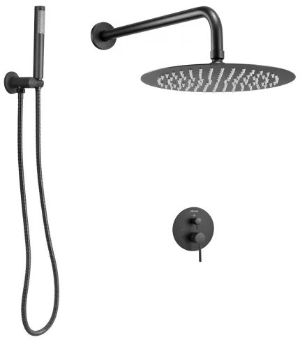 VEVOR Shower Faucet Set 8&quot; Round Rain Shower Head and Hand Set Matte Black