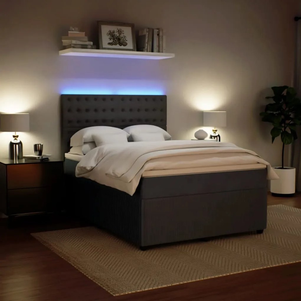 vidaXL Κρεβάτι Boxspring με Στρώμα Σκούρο Γκρι 140x200 εκ. Βελούδινο