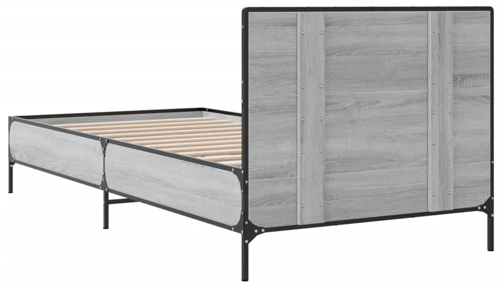 vidaXL Πλαίσιο Κρεβατιού Γκρι Sonoma 100x200 εκ. Επεξ. Ξύλο &amp; Μέταλλο