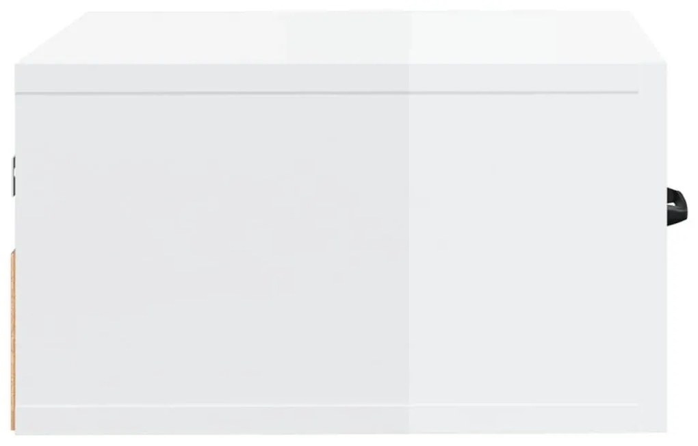 Κομοδίνα Επιτοίχια 2 τεμ. Γυαλιστερό Λευκό 35 x 35 x 20 εκ. - Λευκό