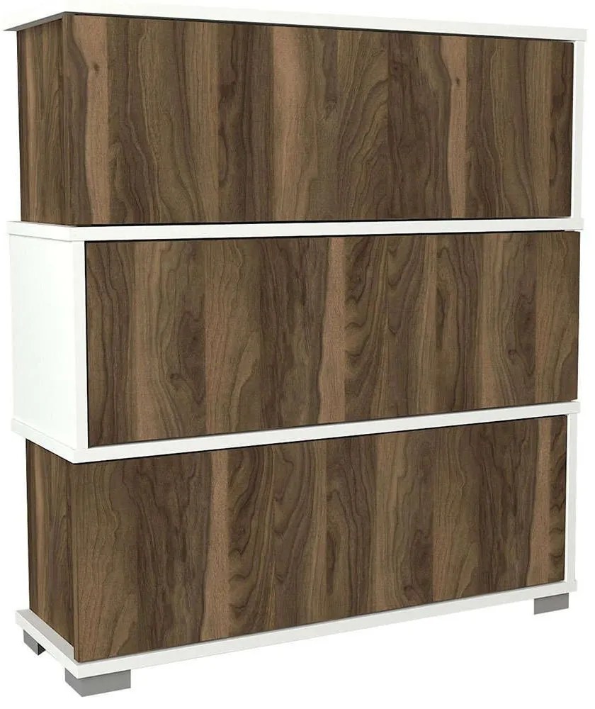 Παπουτσοθήκη Napolyon 756FRN4004 90x30x93cm White-Walnut Μοριοσανίδα, Μελαμίνη