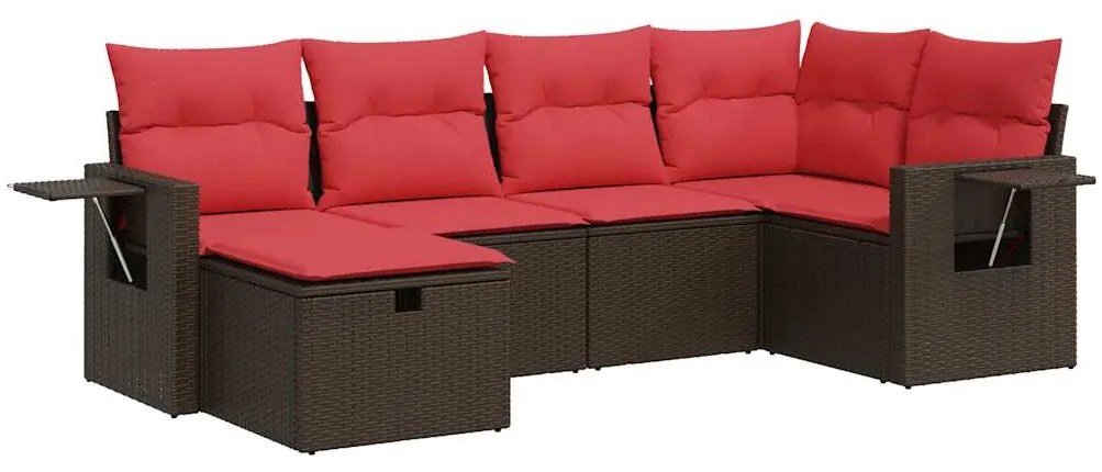 vidaXL Σαλόνι Κήπου Σετ 6 Τεμαχίων Καφέ Συνθετικό Ρατάν με Μαξιλάρια