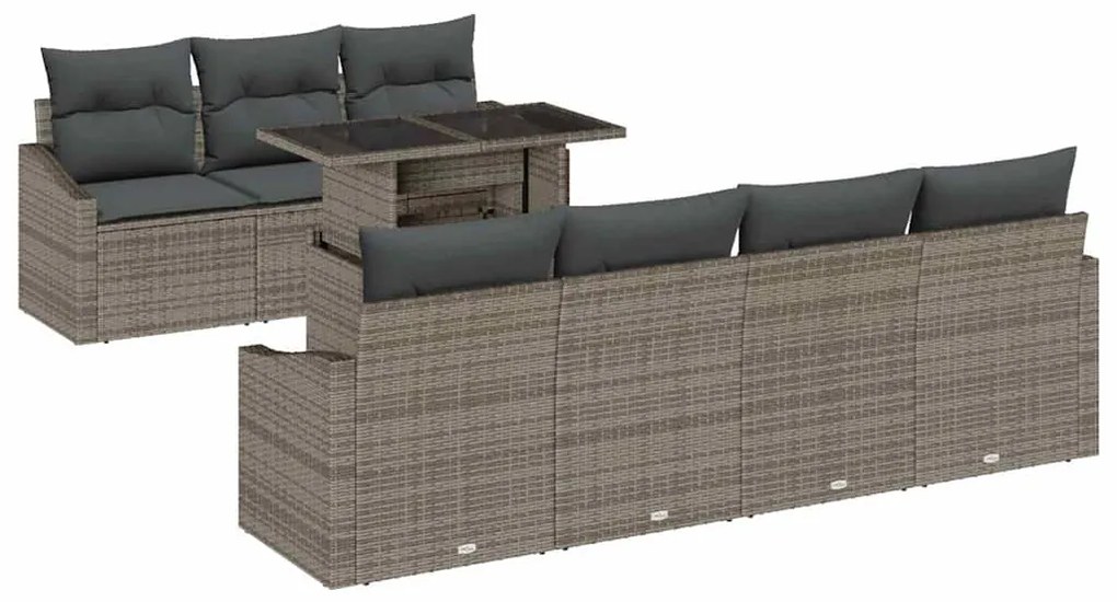 vidaXL Σετ Καναπέ Κήπου με μαξιλάρι 8 pcs Γκρι 100 x 55 x 73 εκ