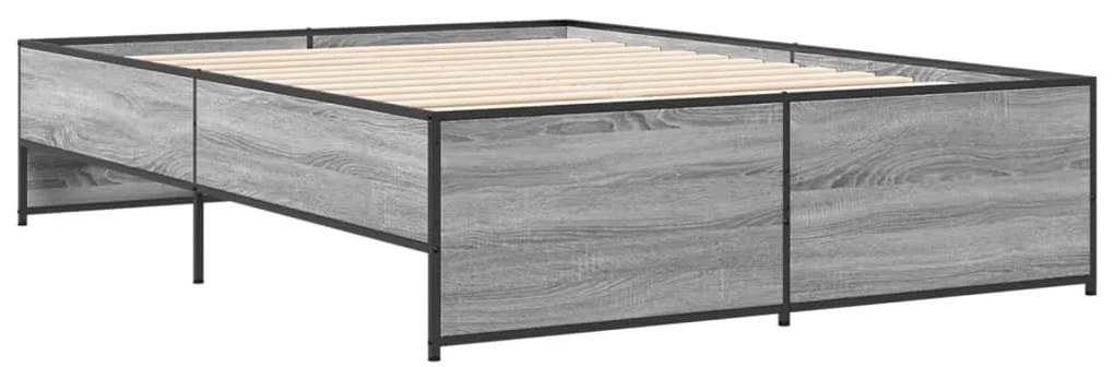 vidaXL Πλαίσιο Κρεβατιού Γκρι Sonoma 140x190 εκ. Επεξ. Ξύλο &amp; Μέταλλο