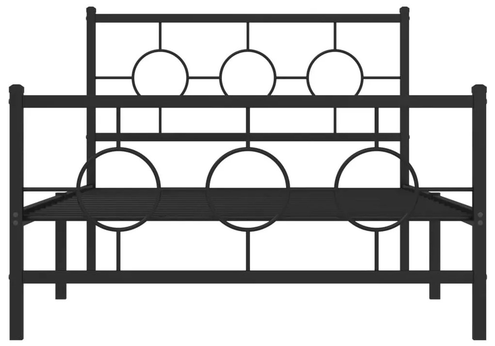 Πλαίσιο Κρεβατιού με Κεφαλάρι&amp;Ποδαρικό Μαύρο 107x20 εκ. Μέταλλο - Μαύρο