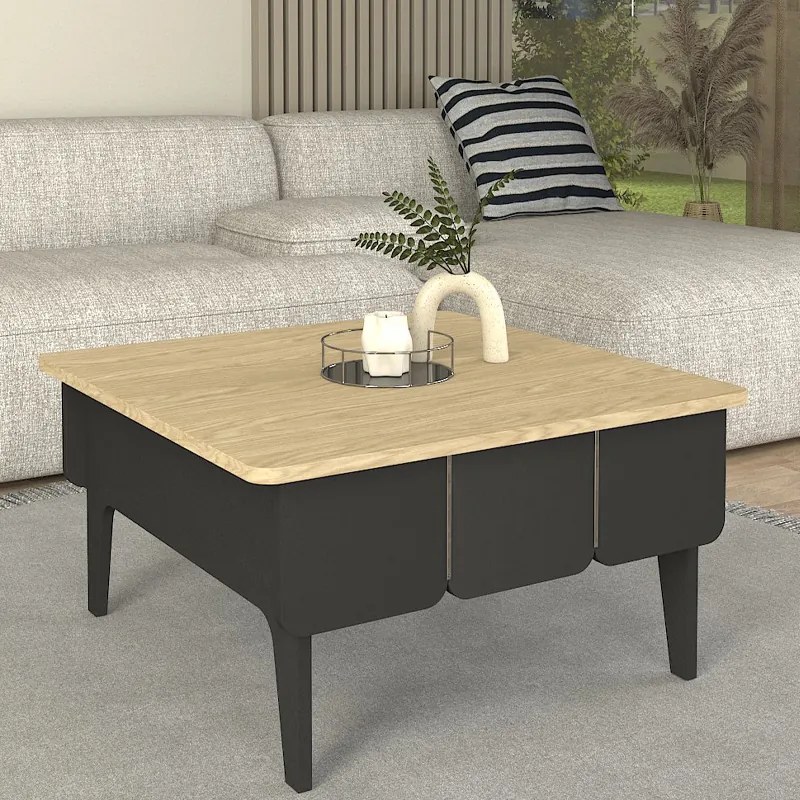 Τραπεζάκι σαλονιού Pedro Megapap χρώμα ανθρακί - rota oak 73,2x73,2x38,6εκ.-GP042-0304,1