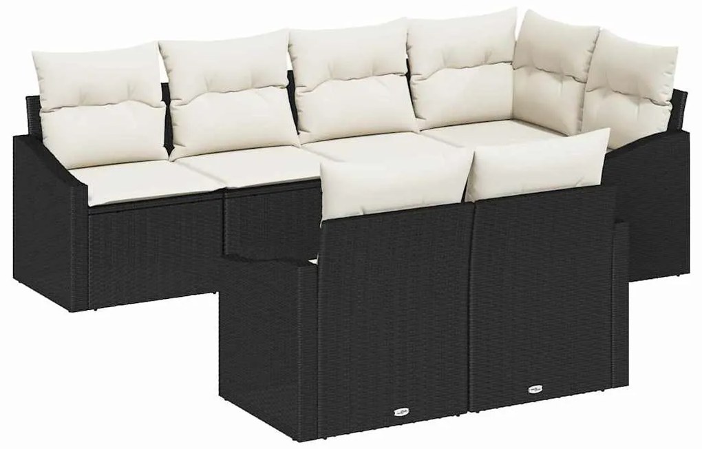 vidaXL Σετ Καναπέ Κήπου 7 pcs Μαύρο Πολυ ράταν