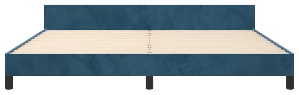 Πλαίσιο Κρεβατιού με Κεφαλάρι Σκ. Μπλε 200x200 εκ. Βελούδινο - Μπλε